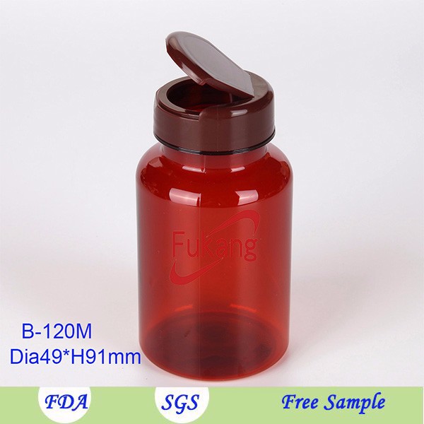 pharmaceutical use 4 oz brown plastic capsule jar with silver lid