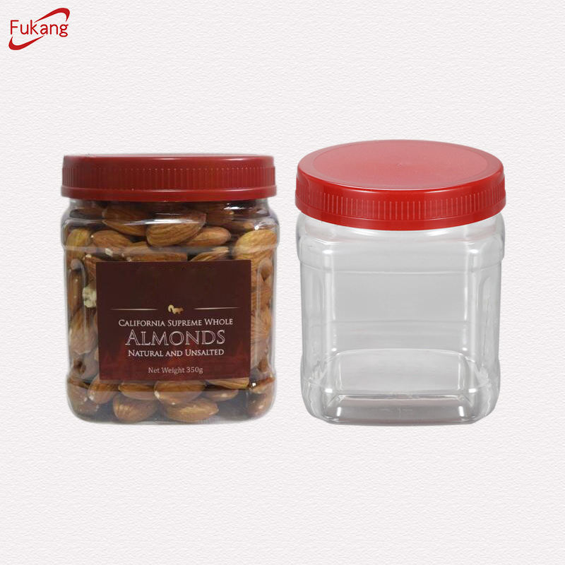 20 OZ Square Pet Jars for Dry Fruit and Nuts