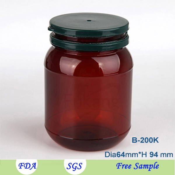 200ml PET Candy Jar Container With Easy Open Cover PP Cap