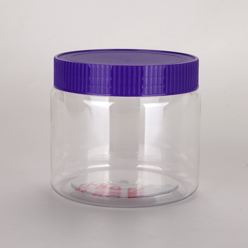 Wholesales Cylindrical Clear 480cc Plastic Candy Jar PET Food Jar With Handle Lid