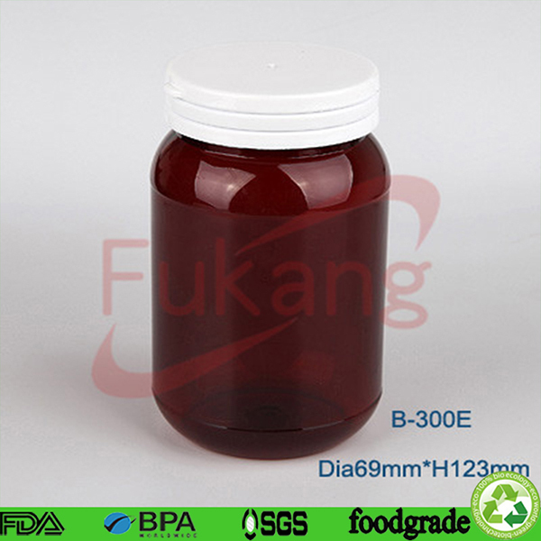 factory supplier 300ml empty medicine packing plastic pet pill bottle with tear off cap and flip top cap