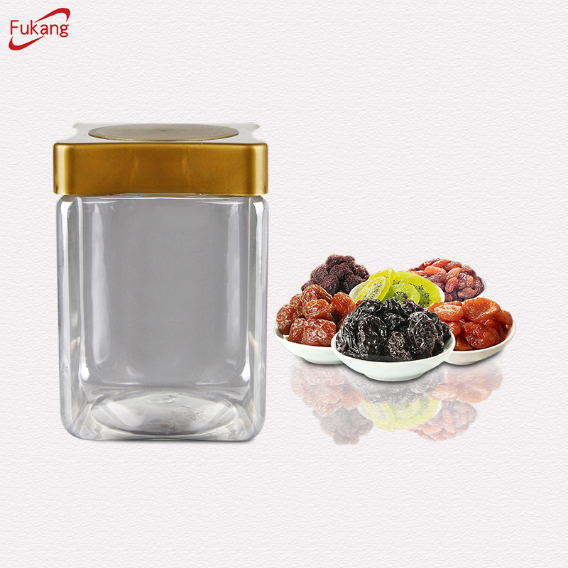 Square Honey PET Plastic Jar With Screw Top Lid
