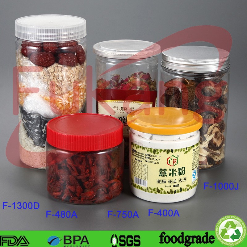 plastic candy jars, cylindrical clear bottle 300ml jam and sweet plastic jar with easy pull cover