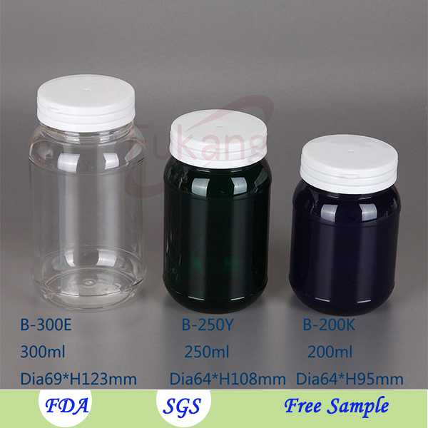 Clear 500cc PET plastic health care products supplement bottle