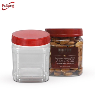 20oz Square Pet jar for Nuts Packaging, Food Grade 600ml plastic bottle