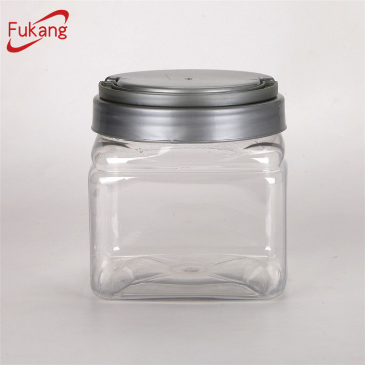 20oz 600ml Transparent Square PET Plastic Storage Jar Container
