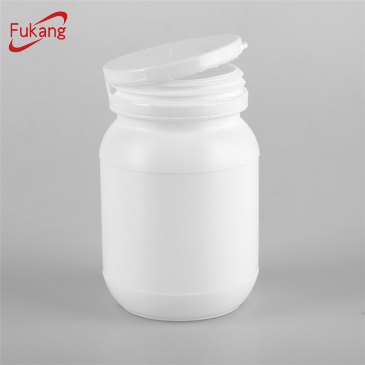 300ml HDPE white small plastic round capsules and pill bottle for powder, empty plastic medicine bottle