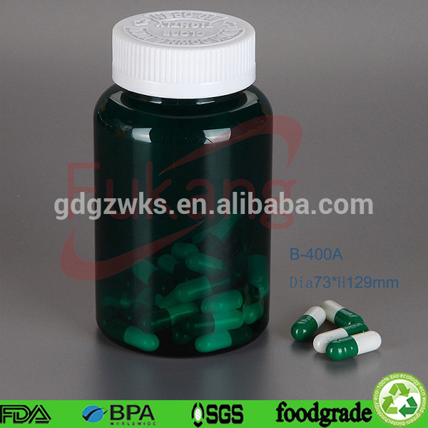 Chemical Industrial Use and PET material green 400cc plastic bottle with flip top cap for Capsule