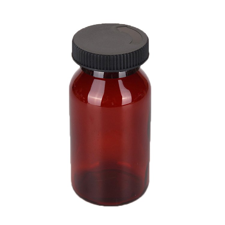 Customized 175cc brown plastic pill bottle with flip cap