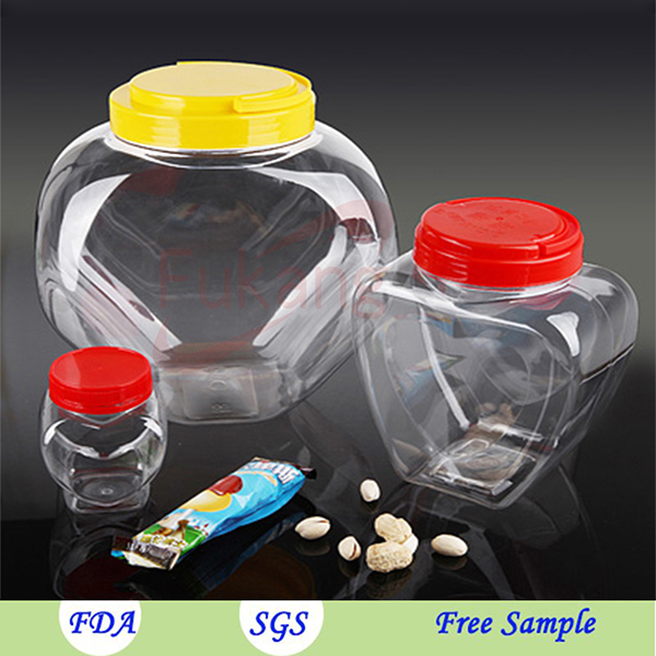 1500cc 50oz cute heart shape pet clear plastic jar for toy candy, tea, nuts, chocolate
