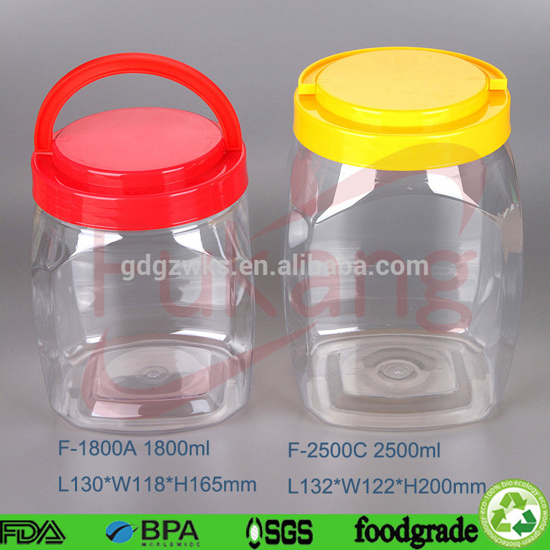 2500ml square empty plastic candy jars honey storage container