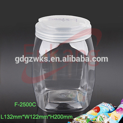 2.5L large clear plastic container with white lid plastic shaker bottle