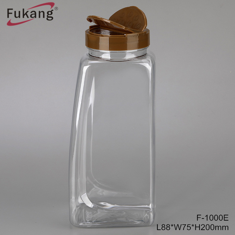 32 OZ square Plastic Spice Jar with black lid