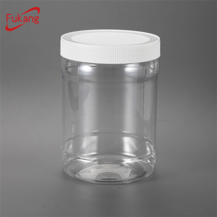 transparent 3.5 liter plastic large cookie jars with handle lid,3500ml PET large ginger jars on sale