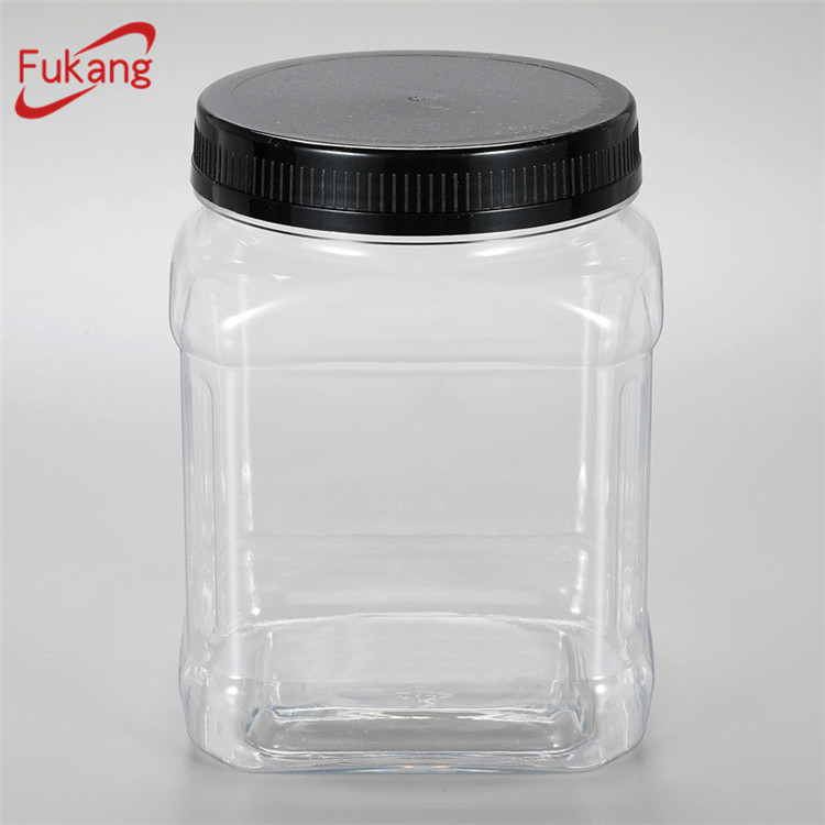 32 oz Pet Peanut Butter Jar with Red Lids Plastic Jar 1000ml for Almond Butter