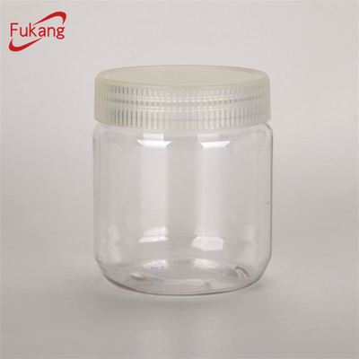candy plastic container with lid, clear airtight plastic jars, 10oz wide mouth round cylindrical packaging container wholesale