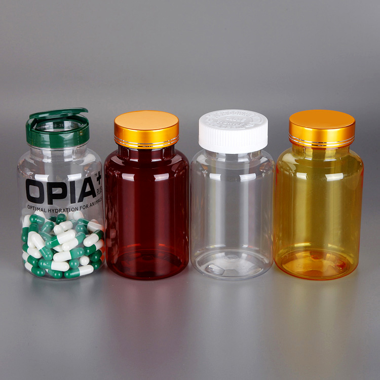 Customized colored 275cc PET plastic tablet pill bottle