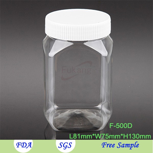 500ml plastic bottle transparent square bottle for packaging