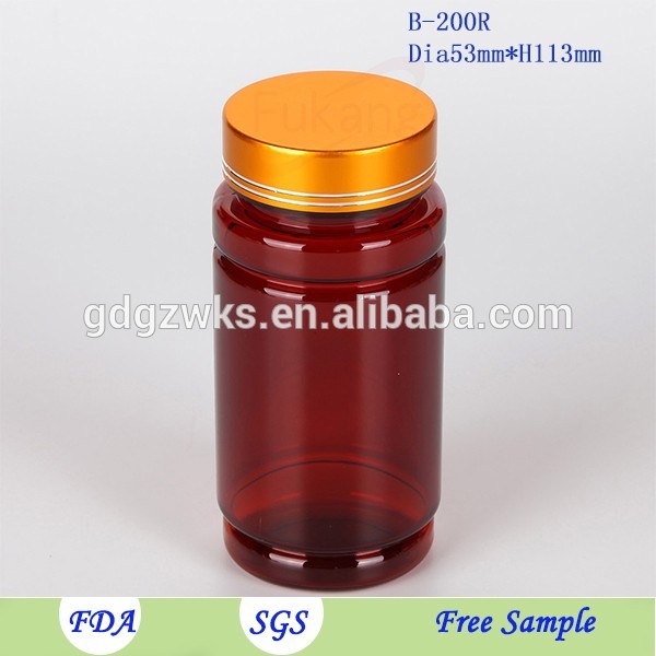 200ml pet plastic blue medicine bottle with silver cap, nutraceutical plastic bottle