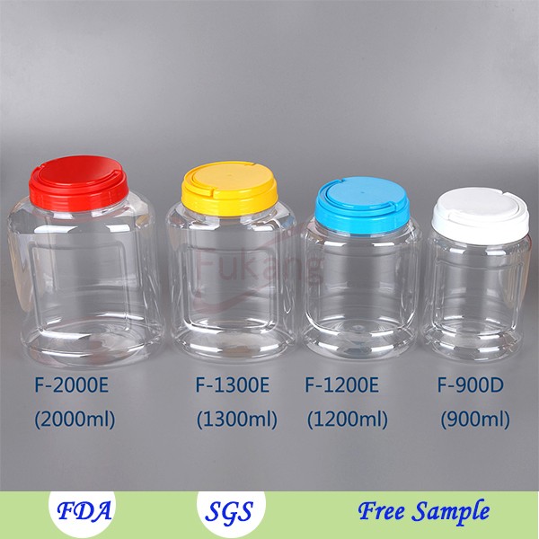 900ml clear PET plastic food container jars for sale