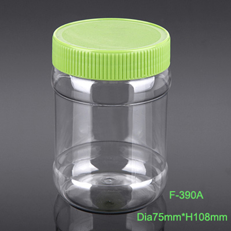 Custom clear sealed PET honey plastic food storage jar with lid