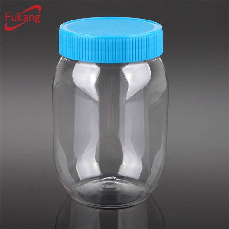 China Factory 500ml Clear Plastic Food Jars PET Mason Jars With Screw Top Lids