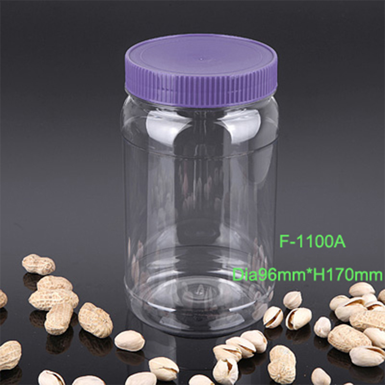 1 liter Wide Mouth PET Cookies Container,Cylinder And Round Clear Plastic Jar For Food