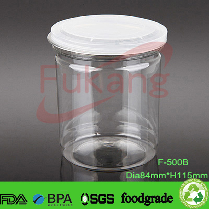 500ml PET plastic food container bottle,food transparent plastic jar cans