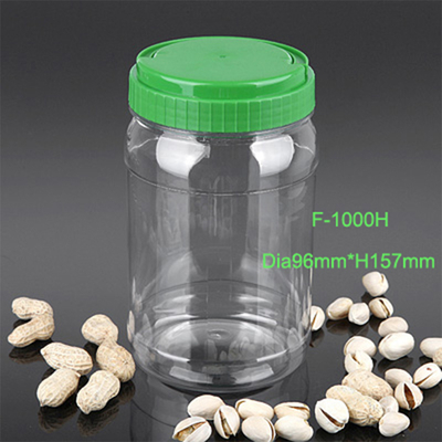 1 liter food grade round PET plastic peanut butter jar wide-mouth plastic peanut butter container