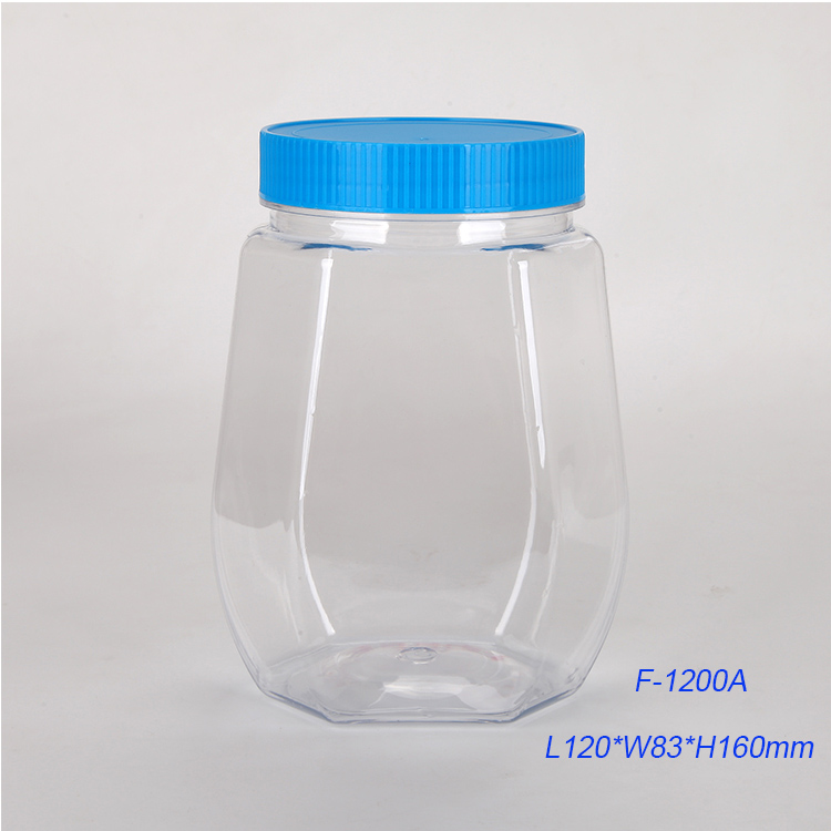 1200ml FDA food grade PET plastic jar candy packaging container