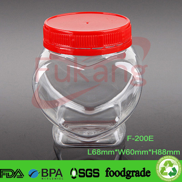 1500cc 50oz cute heart shape pet clear plastic jar for candy, tea, nuts, chocolate,plastic container