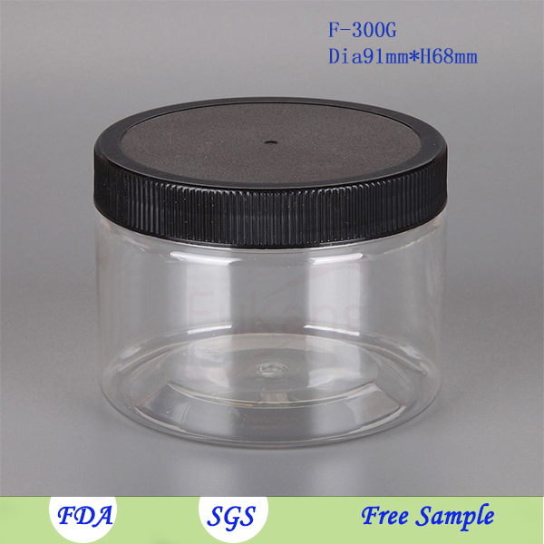 10oz 300ml round PET plastic biscuit/cookie jar with screw cap