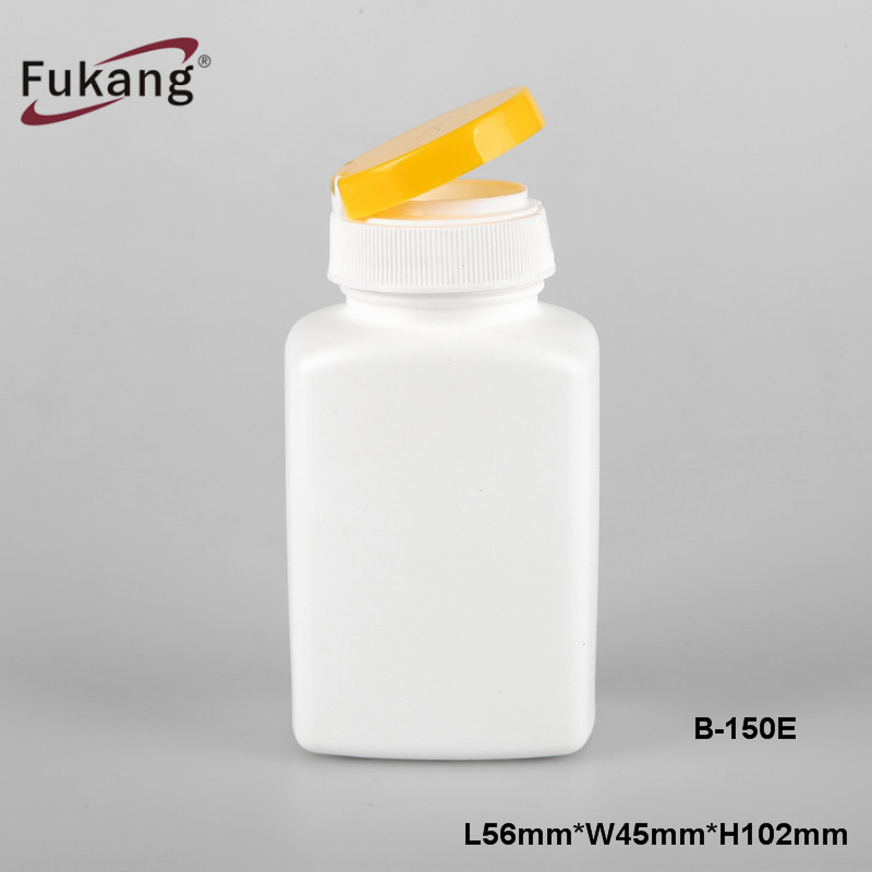 150ml HDPE vitamin jars plastic tablet bottles with flip top cap