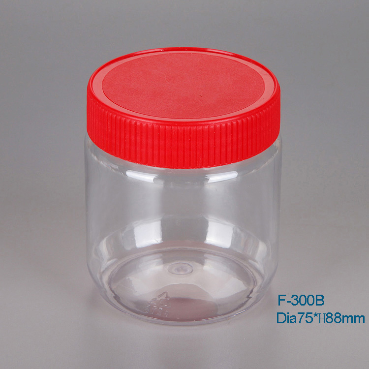 PET clear plastic food storage bottle wide mouth jar with screw cap