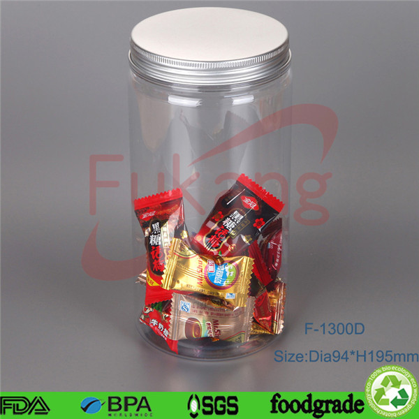 1300ml plastic cotton candy container with plastic handle,1.3L long PET clear plastic cylinder tubes for candy
