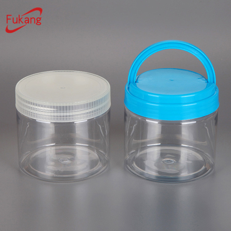Wide Mouth Food Grade 10oz Plastic PET Small Jam Jar with Handle Lid