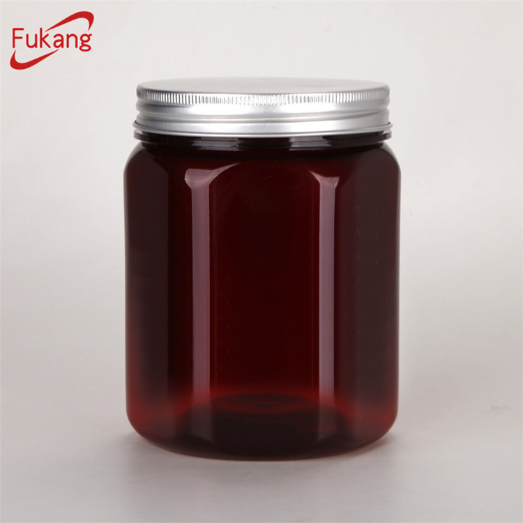 1200ml Clear PET Candy Jar with Red Handle Lid, Clear Plastic Sugar Jar Factory