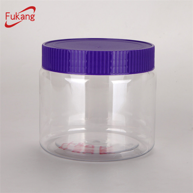 dry food/face cream/pomade seal PET plastic jar transparent with aluminium lids