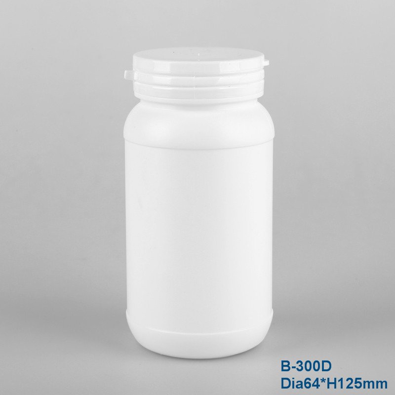 300cc HDPE plastic capsules pill round bottle with white plastic tamper proof cap