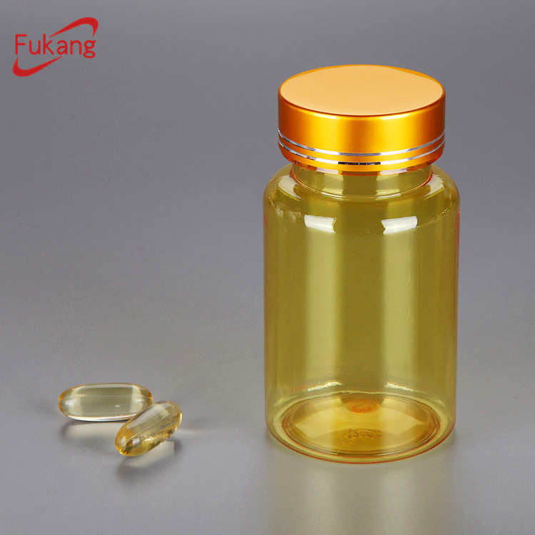 Round Glucosamine Capsule 4 oz PET Plastic Bottle With Brown Flip Top Lid,Medicine Amber Plastic PET Round Bottle