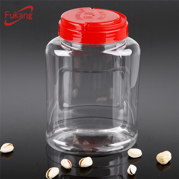 1 liter clear plastic pickle containers, square airless plastic snack jars, large plastic food packaging wholesale China