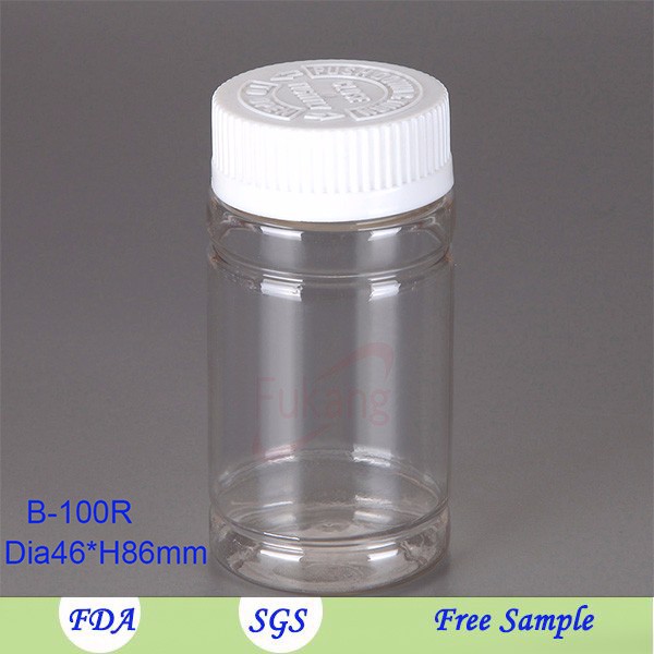 100ml PET Plastic Bottle for Capsule, Supplement Packaging Plastic Bottles