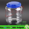 3.5 Liter wide-mouth clear PET plastic round bottle with red handle lid packing dry food and toy gift