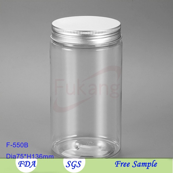 550ml clear plastic jar ODM/OEM eco-friendly food jar pet storage jar